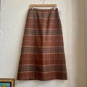 Alpaca and Wool Plaid Skirt | Size 12